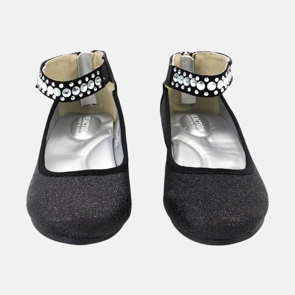 Kenneth Cole Reaction Glitter Ballet Flats Girls Dress Shoes Ankle Strap‎ Size 3